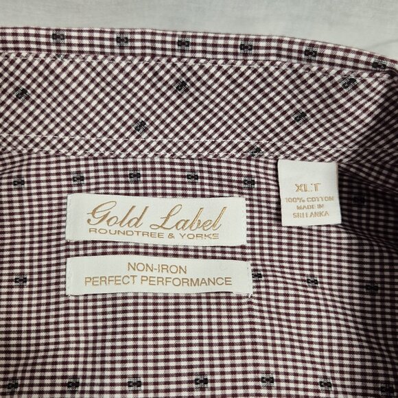Roundtree & Yorke Gold Label Men's Shirt Size XLT Short SButton Up Burgundy (54) - Picture 6 of 10